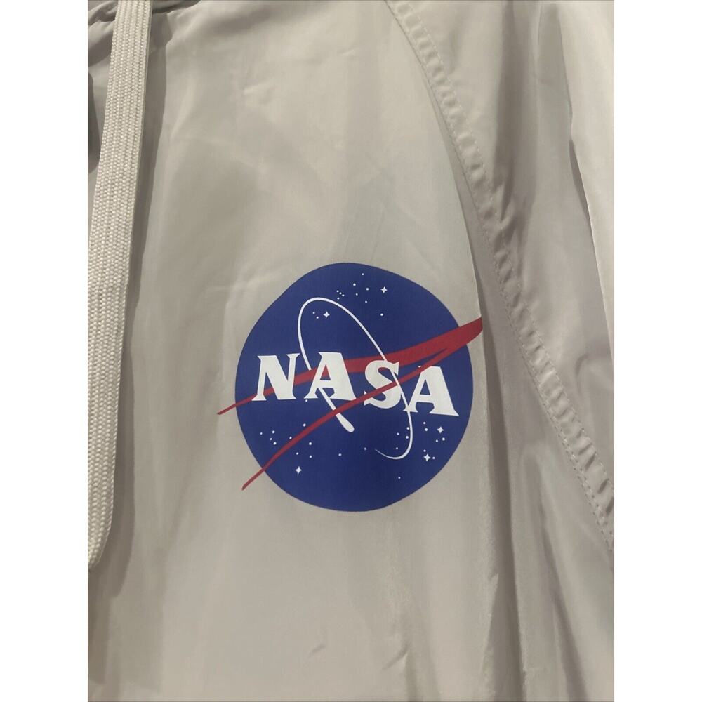 NWOT H&M Divided Beige NASA Windbreaker With Hood & Snap Front Women's Sz Large - Picture 2 of 5